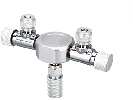 Aquarium CO2 Splitter,Aluminum Alloy CO2 Flow Distributor with Fine Adjustment Valve for 4x6mm CO2 Gas Tube CO2 Bubble Counter