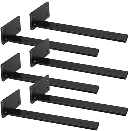 Riuog Regalhalterung, schwebende, unsichtbare L-Regalhalterungen, industrielle Metall-Regalhalterung, Hardware-Stützen, Halterungen für Regale (schwarz, 30 cm (4 mm dick)