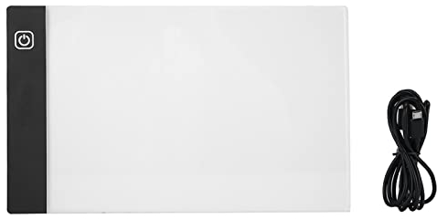 Tiiyee A5 Leuchttisch, Zeichenbrett Zeichnen Light Pad LED Kopiertafel Diamantmalerei Leuchtplatte Display Helligkeit Verstellbar Mit USB Kabel Schablone Zum Tatto Jäten Skizzieren Animatio