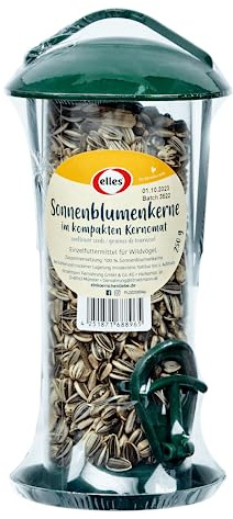elles Graines de tournesol rayées dans un distributeur de nourriture 250 g pour oiseaux sauvages