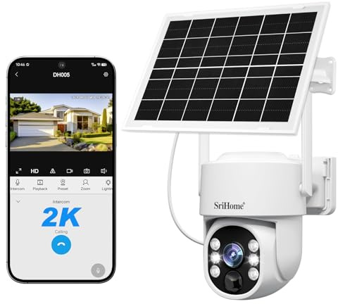 SRIHOME 4 MP WiFi PTZ Überwachungskamera, Stromversorgung Solar und Akku, PIR-Entscheidung, Nachtsicht, 2-Wege-Audio, Verwendung im Freien