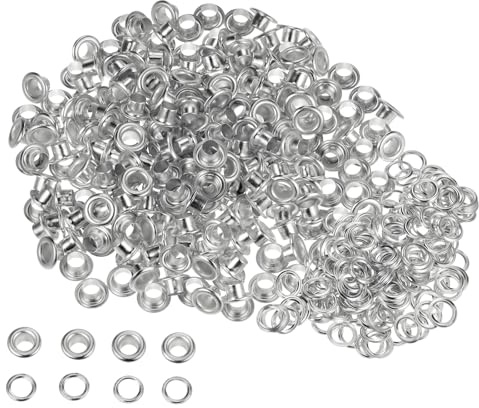 QUARKZMAN 300 Ensembles Œillets en Métal de 5mm ID avec Rondelles, Œillets en Fer pour Chaussures, Vêtements, Ceintures, Étiquettes, Sacs, Tissus, Cuir,DIY, Accessoires, Argent