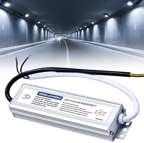 Transformateur LED 24 V 60 W 2,5 A, transformateur LED 230 V vers 24 V DC, étanche IP67, pilote LED, bloc d'alimentation LED 24 V, transformateur extérieur, transformateur basse tension pour