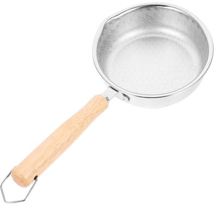 LIFKOME Sartén De Acero Inoxidable Con Fondo Panal y Mango De Madera Antiadherente Para Cocinar Huevos y Freír Casa