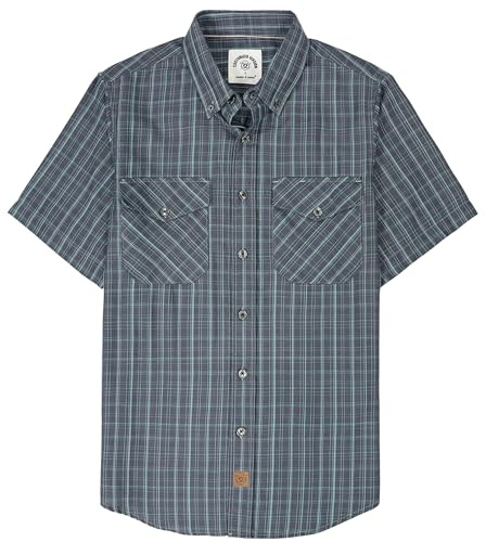 Dubinik® Camicia bambù Camicia Uomo Maniche Corte Regular Fit Casual Quadri Taschino Traspirante Camicia Maniche Corte Uomo Blu Polveroso L