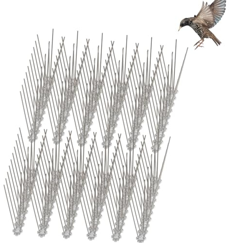 YODEN Bird Spikes (12 Pack) Stainless Steel Pigeon Spikes Powerful Deterrent To Birds, Crows And Woodpeckers, For Gardens And Windows Per Piece25 Cm