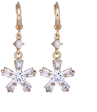 Bishilin Ohrringe Hängend Mädchen Vergoldet, Ohrhänger Blume mit Zirkonia Gold Ohrringe Jugendstil in Bijouterie