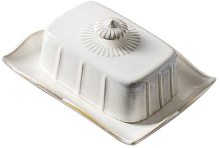 ABOOFAN Minibehälter 1 Satz Butterdose aus Keramik Snack-Kuchen Käsebehälter Essenstablett Butter-Service-Schale Plätzchenblech mit Deckel empfindlich Buttertube Teller Container Weiß