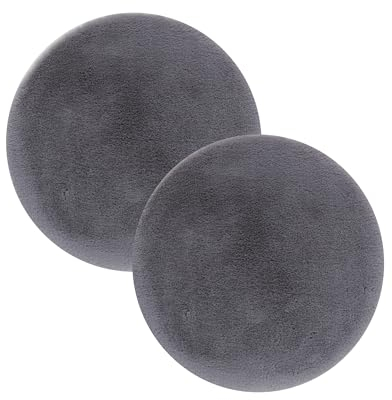 Alfombra de Piel sintética Alfombra de salón - Alfombra de Pelo Alto - Accesorio de Piel de Cordero - Alfombra Decorativa 2 Piezas Redonda Gris Ø 35 cm