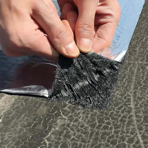 MAYFABD Tela Asfaltica Autoadhesiva Cintas De Butilo Impermeable Cinta De para Reparación Autoadhesiva Bituminosa para Caravanas Techo Ventana Ruptura De Tuberías Goteras Grietas,1x5m