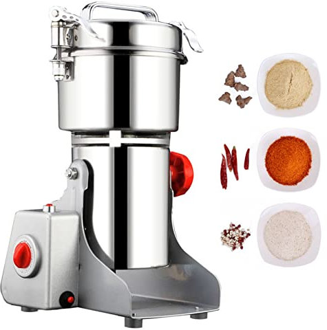 700G Elektrische Getreidemühle Kommerziell Kräutermühle Rostfreier Stahl Cereal Crusher Machine Swing-Typ Pfefferpulverisiermaschine Schnelle Geschwindigkeit Kaffeemühle Für Spice Herb Grain Powder