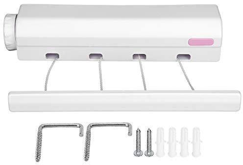 flexman Tendedero Retráctil, Colgador de Cuerda para Secado de Ropa de 4 Líneas/5 Líneas, Tendedero de Carga de 8kg para Baños, Cocinas, Balcones o Terrazas (Four Ropes)