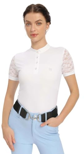 Harrison Howard Top equestre da donna a maniche corte, Ovale Bianco, M
