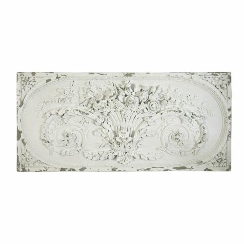 Loberon Deko-Paneel Rêveresque, antikweiß | Barocke Ornamentik, Kunstvoll von Hand Gefertigt, Shabby-Chic, Wandschmuck, Wandobjekt, Wanddekoration, Polyresin, Eisen