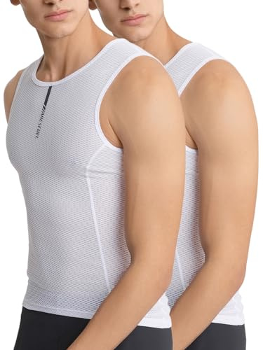 ARESFUEL Gilet da ciclismo estivo Uomo Cool Mesh Base Layer senza maniche leggero e traspirante Maglia da ciclismo Gilet da bicicletta 4033 Bianco 2PCS XXL