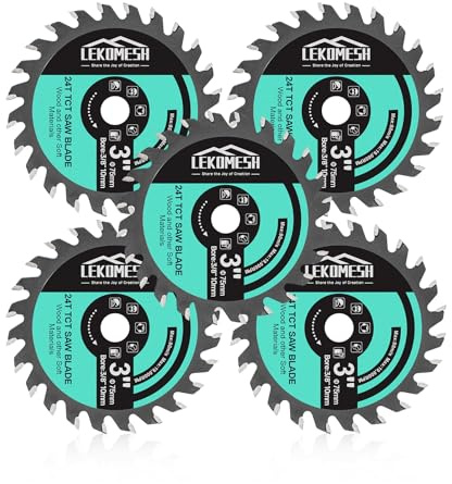LEKOMESH Lame de Scie Circulaire - 5pcs 75x10mm Disque à Tronçonner Meuleuse pour Bois Lame TCT pour Scie Circulaire pour Bois Plastique