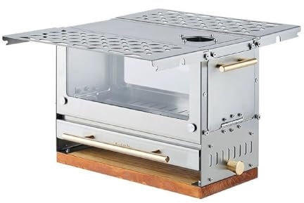 Stufa a Legna Stufa Portatile a Legna in Acciaio Inossidabile ad Alta Temperatura, Facile da Pulire, Fornello da Campeggio Multicombustibile per Legna e Carbone