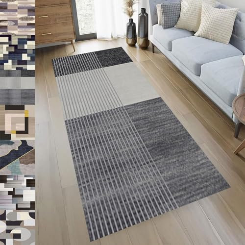 GUOJUN Küchenteppich Waschbar rutschfest 80 x 260 cm rutschfest Waschbar Schmutzfangteppich Nach Maß Polyester Meterware Anpassbar für Schlafzimmer Wohnzimmer, E