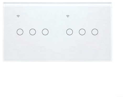 CNANRNANC Smart Light Switch, WiFi Light Switch, Tempered Glass Touch Switch, App Remote Control with Voice Control (White 6 Gang)