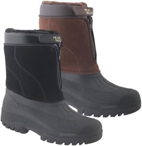 PEAK VALLEY Ladies Snow Winter Yard Waterproof Stable Zip Womens Horse Riding Walking Ski Outdoor Wellington Thermal Mucker Boots (BLACK, UK Footwear Size System, Adult, Women, Numeric, Medium, 5)
