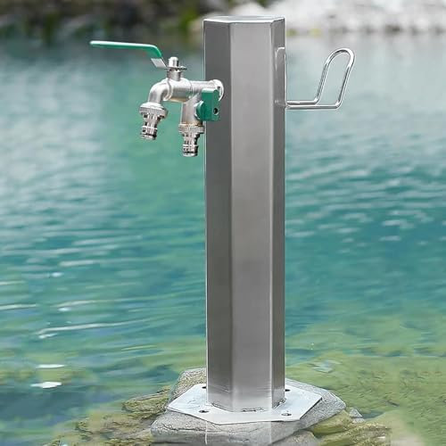 Colonna d'Acqua da Giardino per Esterni in Acciaio Inossidabile - Rubinetto per Acqua a Pavimento con Supporto per Tubo - Fontana da Giardino Indipendente per Un'oasi Beata