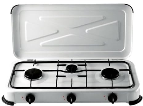 Crisalide® - Fornello a Gas Portatile 2/3 Fuochi in Acciaio Inox, Potenza Elevata 2.2kW/2.9kW, Ideale per Esterno, Campeggio e Tempo Libero, con Piedini Antisdrucciolo (3 Fuochi)