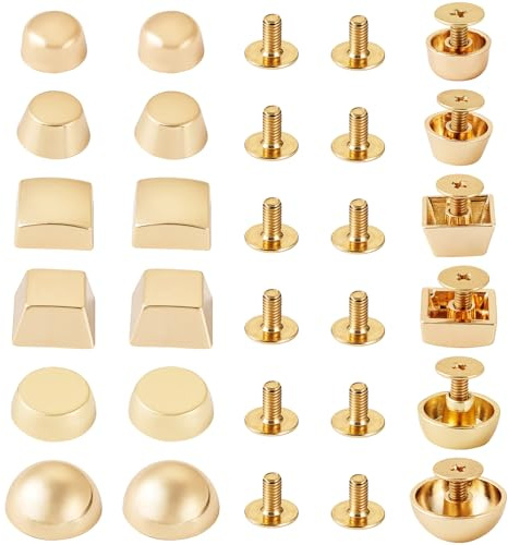 PandaHall Lot de 12 rivets à vis pour boucle carrée en cuir, décoration pour sacs à main, chaussures, vêtements, ceintures, accessoires en cuir