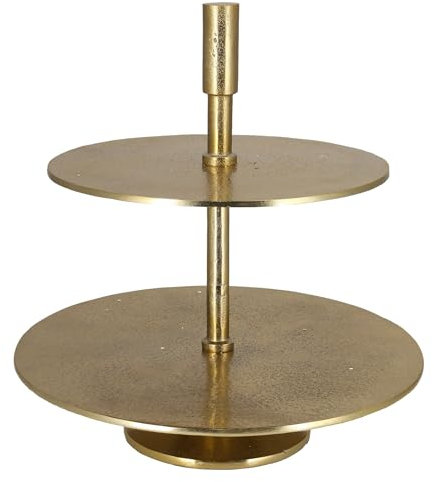 VOSTEEN 1x Alzatina a più Piani di Metallo 32x30cm d'oro - Vassoio Decorativo Elegante e di Alta qualità Accessori casa Shabby Chic a Piani
