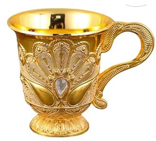 OUUOYSD Coupe en Laiton, Calice, 1 Verre à vin Blanc doré, Verres en Acier Inoxydable, décoration en Laiton, Verres à vin argentés