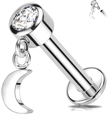 Melighting CZ Knorpelohrring Titan Helix Ohrring Innengewinde Flache Rückseite Ohrring Baumeln Tragus Stud Labret Piercing Schmuck