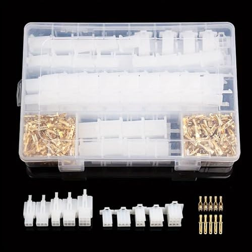 JNEYVIC 580 Stück Kabel Steckverbinder 2 3 4 6 9 Polig Flachsteckhülsen Stecker 2,8mm Pitch Steckverbinder Gehäuse Kabelschuhe Flachstecker Männlich Weiblich Kfz Kabelverbinder Stecker für Auto