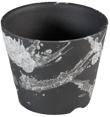 Wazakura Serie Shigaraki Maceta Pequeña de Cerámica para Bonsái Hecha a Mano con Orificio de Drenaje, Hecha en Japón, Maceta para Flores, Suculentas y Plantas de Interior - Trazos Blancos