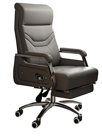 OGLFGLNY Ergonomic Office Chair High Back with Retractable Footrest, PU Leather, for Computer and Desk Use - Black