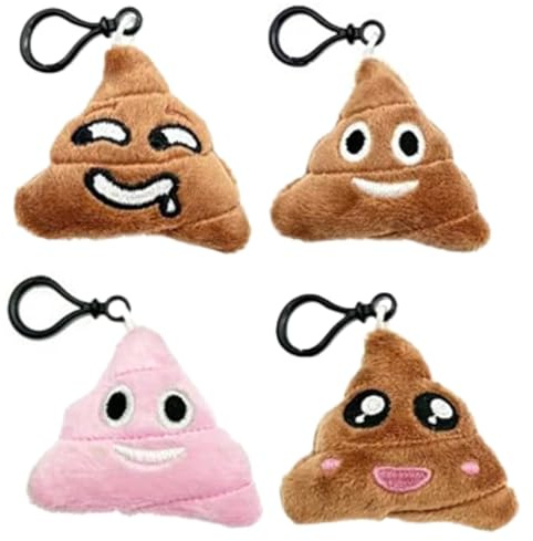 SGERUFZ 4 Piezas Mini Juguete de Peluche Emoticon Caca, 6 cm, Llavero Emoticon para Niños, para Relleno de Bolsitas de Fiestas, Regalos de Cumpleaños para Niños, Regalos para Invitados