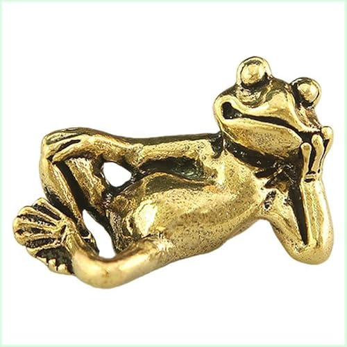 Mounteps Eine Vintage-Frosch-Statue aus Messing mit gekreuzten Beinen, für Retro-Dekoration für Zuhause und Büro