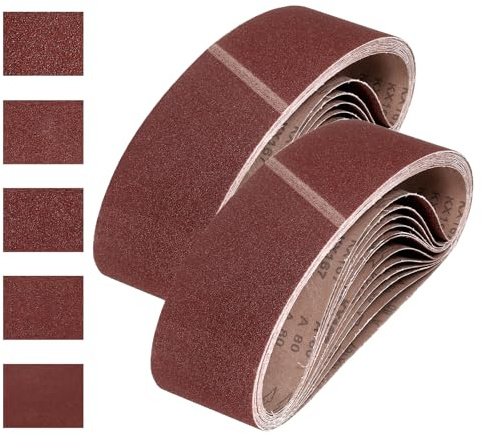 QUARKZMAN 100mm x 915mm Nastri Abrasivi, 25Pz 80/120/150/240/400 Grana Carta Vetrata per Levigatrice Ossido di Allumina Per Lavorazione Legno, Lucidatura Metalli, Affilatura Coltelli | Ossido di Allumina, 80/120/150/240/400 Grana, per Lavorazione Legno Lucidatura Metalli Affilatura Coltelli