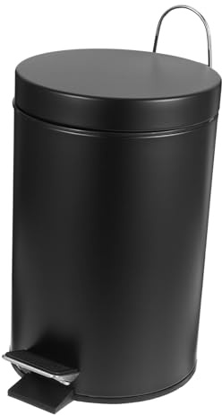 MUELODSIC Pattumiera in Ferro Nero Opaco con Coperchio Ribalta Bidone Rifiuti per Cucina e Bagno Secchio Interno Lavabile e Igienico Contenitore Organizzativo per Interni
