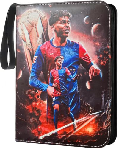 Álbum de tarjetas de fútbol, 4 bolsillos por página, cabe para 400 tarjetas, almacenamiento de tarjetas coleccionables con diseño de jugador de fútbol, álbum de colección portátil