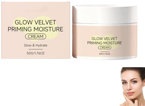 Glow Velvet Priming Moisture Cream, Pore Blurring and Makeup Gripping Primer, Hydrating Glow Velvet Texture for All Skin