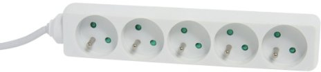 Rallonge électrique - Prolongateur électrique - Rallonge prise - Rallonge prise électrique - DEBFLEX - Rallonge multIPrise/5 prises 2P+T/Cordon 1m 716970 Blanc