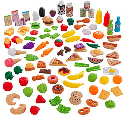 KidKraft Spielzeug-Lebensmittel Deluxe Tasty Treats für Kinderküche, Spielset mit 115 Teile, Spielküche Zubehör, Spielzeug für Kinder ab 3 Jahre, 63330