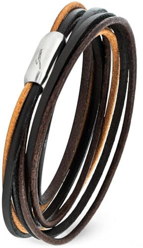 Simaru Lederarmband mit Edelstahl-Magnetverschluss, Unisex Wickelarmband Made in Germany, Armband für Damen & Herren, hautfreundlich & langlebig