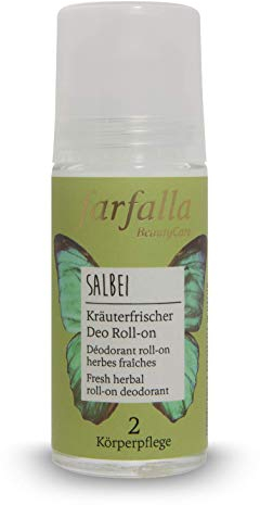 farfalla Salbei, Kräuterfrischer Deo Roll-on 50 ml - Deodoarant mit 24h Schutz - 100% zertifizierte Naturkosmetik - Aluminiumfrei & vegan