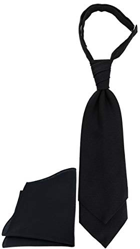 TigerTie Designer Plastron Pique 2tlg Krawatte fertig gebunden Einstecktuch in uni gemustert