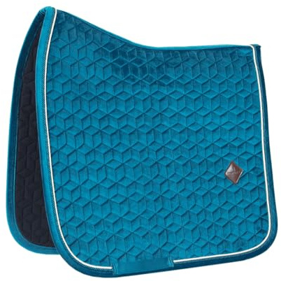 Kentucky Horsewear - Tapis de selle en velours - Vert moyen - Forme de dressage avec double cordon - Respirant - Lavable en machine