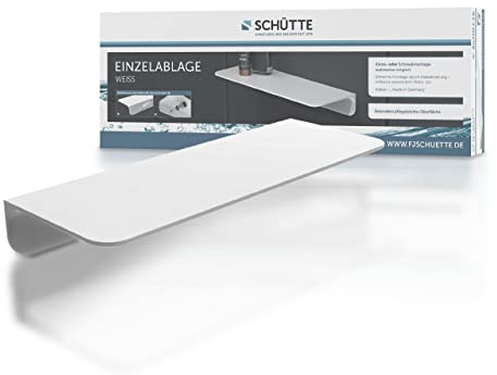 Schütte 10500 Estante de Ducha Autoadhesivo, sin Agujeros, Estante de baño Blanco, para Pegar, Estante de Pared para baño, 350 x 50 x 125 mm