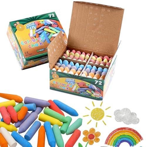 Chunky Chalk for Kids 72 Coloured Outdoor Pavement Chalks for Toddlers