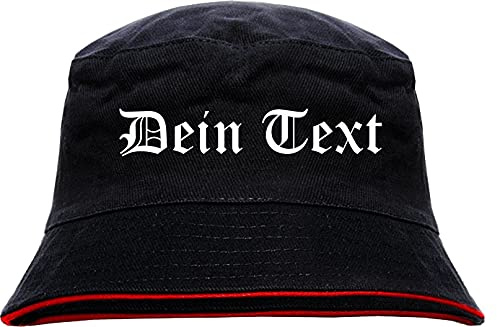 Individueller Fischerhut - altdeutsch gerade - Bucket Hat mit Wunschtext Bedruckt