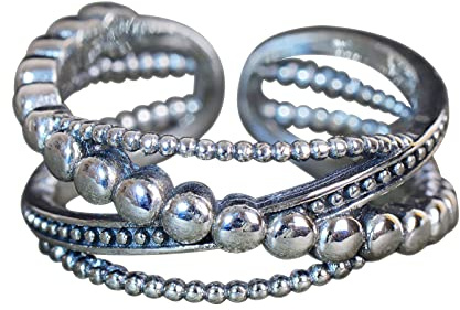 NicoWerk Damen Silberring Vintage aus 925 Sterling Silber Geschwärzt Asymmetrisch Verschlungen Verspielt Verstellbar Offen SRI664