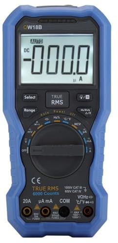 OW18B Digitales Multimeter, Bluetoothes Messgeräte Digitales Amperemeter Ohmmeter Multifunktionales Datenlogger für Spannung Strom Widerstand Kapazität Diodentemperatur